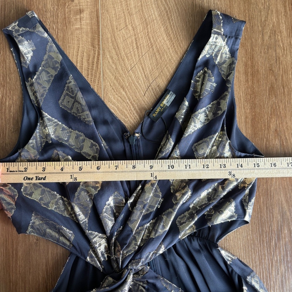 NWT Ramy Brook SILK Metallic‎ IRENE Gown Gold Cutout Sparkle Maxi NYE Dress Sz 2 - Picture 8 of 8